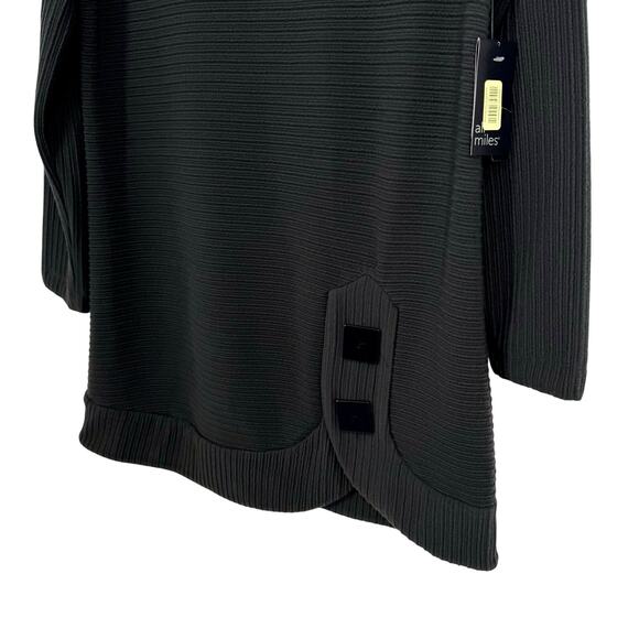 NEW NWT Ali Miles Sz Small Charcoal Dark Gray Wearable Art Blouse Shirt Top - Picture 7 of 8